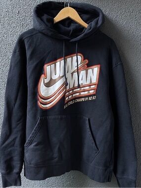 Nike Jumpman Black Hoodie with Retro Multi-Color Logo